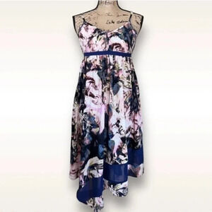 SIMPLY VERA-VERA WANG Multi-Color Asymmetrical‎ Dress | Petite Medium | EUC